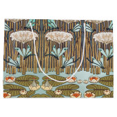 Dragonfis Water Lilies Marsh Art Nouveau Große Geschenktüte (Rückseite)