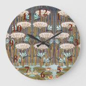 Dragonfis Water Lilies Marsh Art Nouveau Große Wanduhr (Vorderseite)