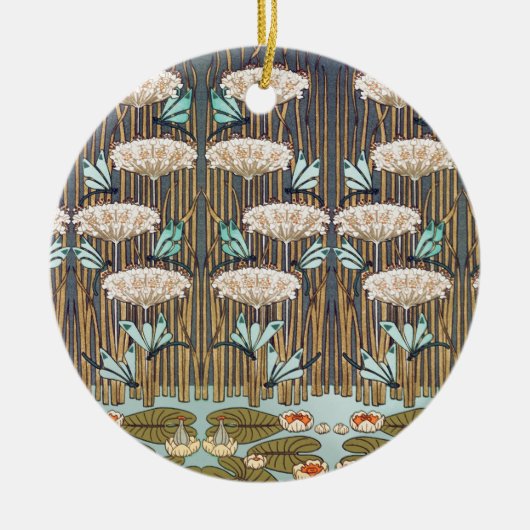 Dragonfis Water Lilies Marsh Art Nouveau Keramik Ornament (Vorne)