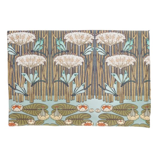 Dragonfis Water Lilies Marsh Art Nouveau Kissenbezug (Vorderseite-Links)