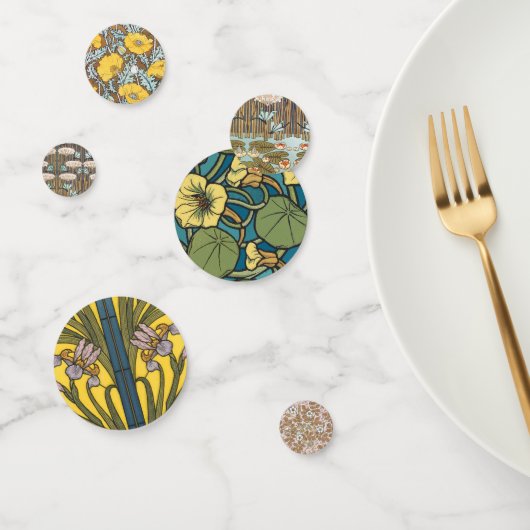 Dragonfis Water Lilies Marsh Art Nouveau Konfetti (Gruppe)