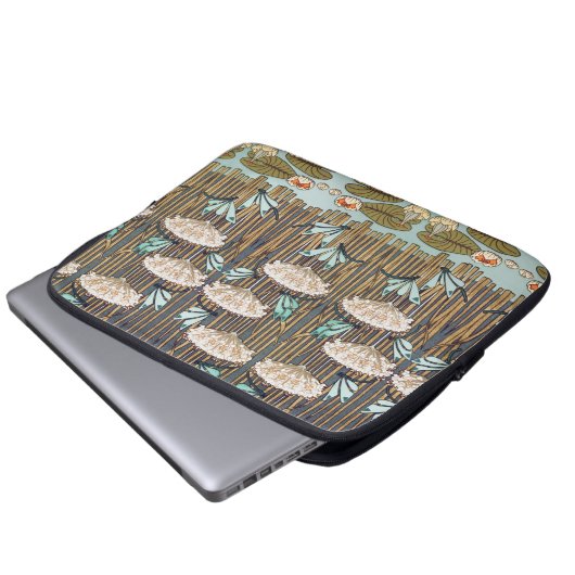 Dragonfis Water Lilies Marsh Art Nouveau Laptopschutzhülle (Vorne Knopf)