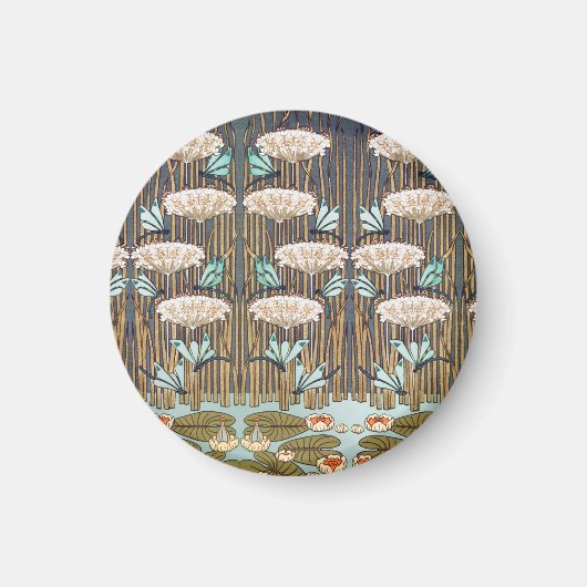 Dragonfis Water Lilies Marsh Art Nouveau Magnet (Vorne)