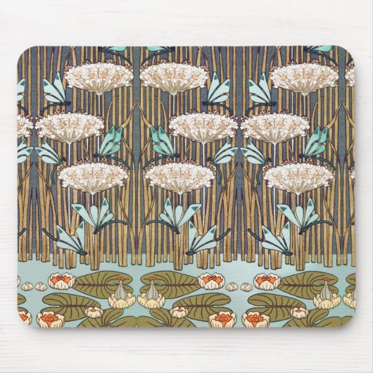 Dragonfis Water Lilies Marsh Art Nouveau Mousepad (Vorne)