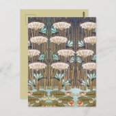 Dragonfis Water Lilies Marsh Art Nouveau Postkarte (Vorne/Hinten)