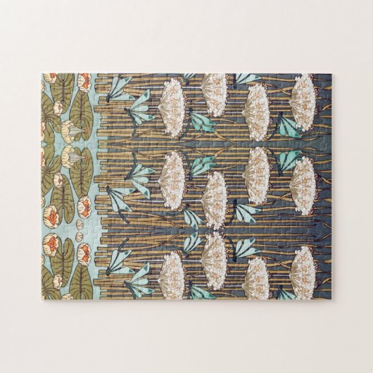Dragonfis Water Lilies Marsh Art Nouveau Puzzle (Horizontal)