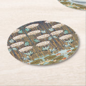 Dragonfis Water Lilies Marsh Art Nouveau Runder Pappuntersetzer (Angewinkelt)