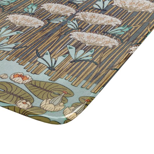Dragonfis Water Lilies Marsh Art Nouveau Schneidebrett (Ecke)