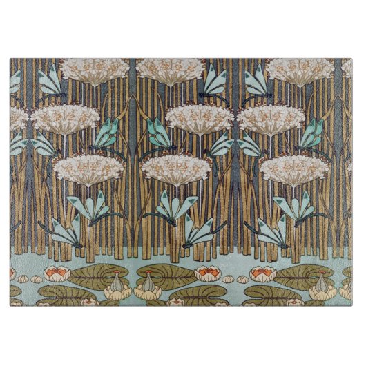 Dragonfis Water Lilies Marsh Art Nouveau Schneidebrett (Vorderseite)