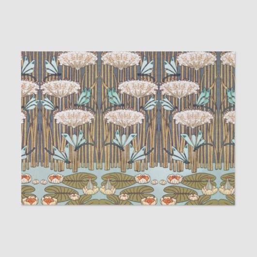 Dragonfis Water Lilies Marsh Art Nouveau Seidenpapier (Vorderseite)