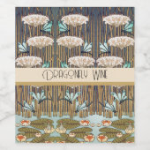 Dragonfis Water Lilies Marsh Art Nouveau Weinetikett (Einzelnes Label)