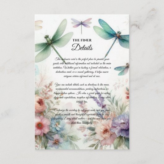 Dragonflies and Pastel Florals Enclosure Card Begleitkarte (Vorderseite)