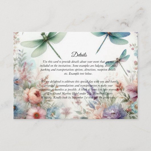 Dragonflies and Pastel Florals Enclosure Card Begleitkarte (Vorderseite)