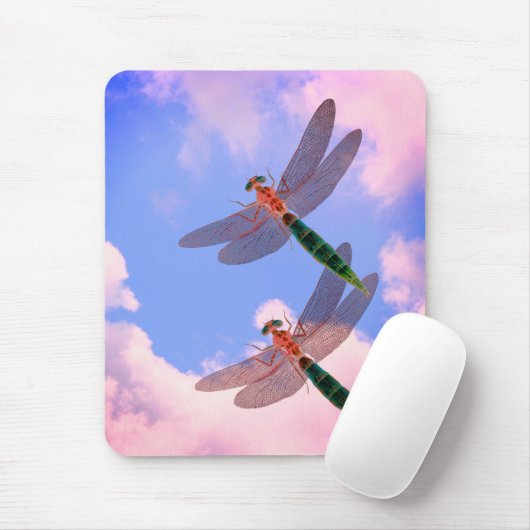 Dragonflies Blue Sky Clouds Nature Mousepad (Mit Mouse)