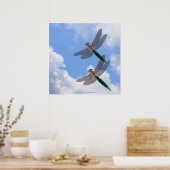 Dragonflies Blue Sky Fluffy Wolken Natur Print Poster (Küche)
