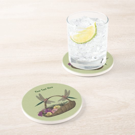 Dragonflies Blume Basket Drink Untersetzer (Seite)