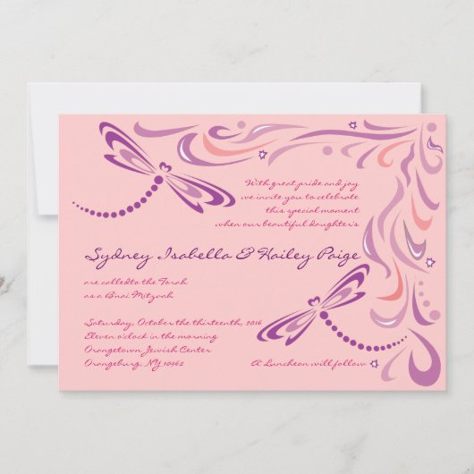 DRAGONFLIES B'nai Mitzvah Einladung (Vorderseite)