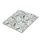 Dragonflies Chic Stilvolle Blume Mehrfarbig Fliese (Seite)