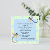 Dragonflies Coupels Kinderdusche Einladung (Stehend Vorderseite)