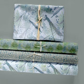Dragonflies Floral Blue Trio Decoupage Geschenkpapier Set