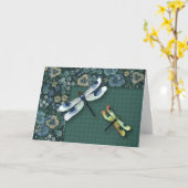 Dragonflies Geburtstagskarte (Großdruck) Karte (Gelbe Blume)