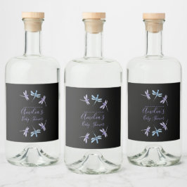 Dragonflies Handgemalte Babydusche Alkoholflaschenetikett