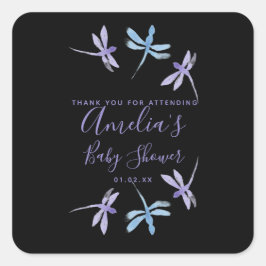 Dragonflies Handgemalte Babydusche Quadratischer Aufkleber