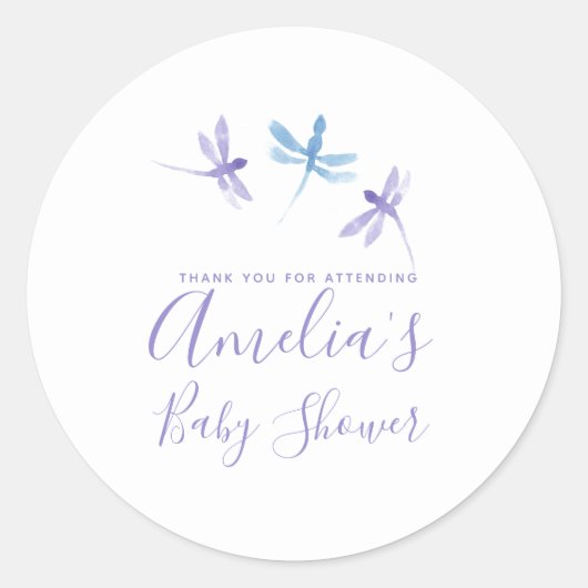 Dragonflies Handgemalte Babydusche Runder Aufkleber (Vorderseite)