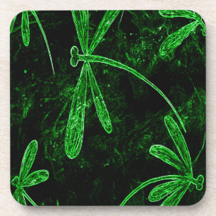 Dragonflies Neon Green Getränkeuntersetzer