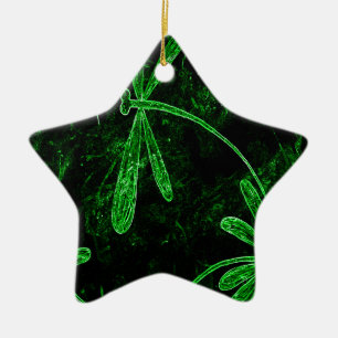 Dragonflies Neon Green Keramik Ornament