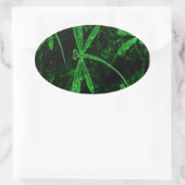 Dragonflies Neon Green Ovaler Aufkleber (Tasche)