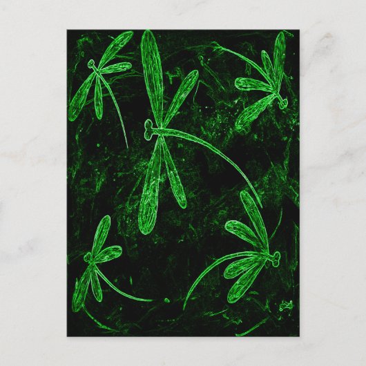 Dragonflies Neon Green Postkarte (Vorderseite)
