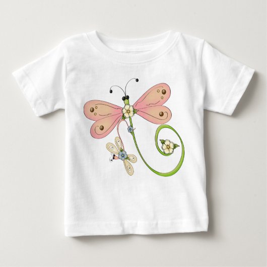 Dragonflies Pink Blue Green Insect Dress Baby T-shirt (Vorderseite)