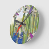 Dragonflies Summer Runde Wanduhr (Winkel)