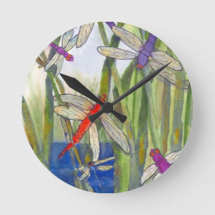 Dragonflies Summer Runde Wanduhr