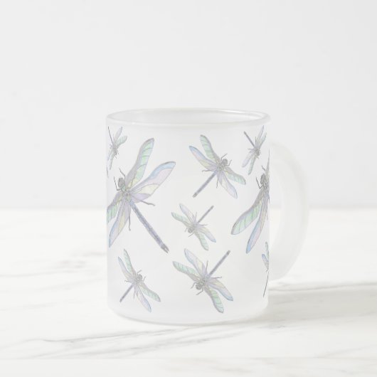 DRAGONFLIES-Tasse (mattiertes Glas) Mattglastasse (VorderseiteRechts)