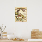 Dragonflies with Leaves and Fruit Poster (Küche)
