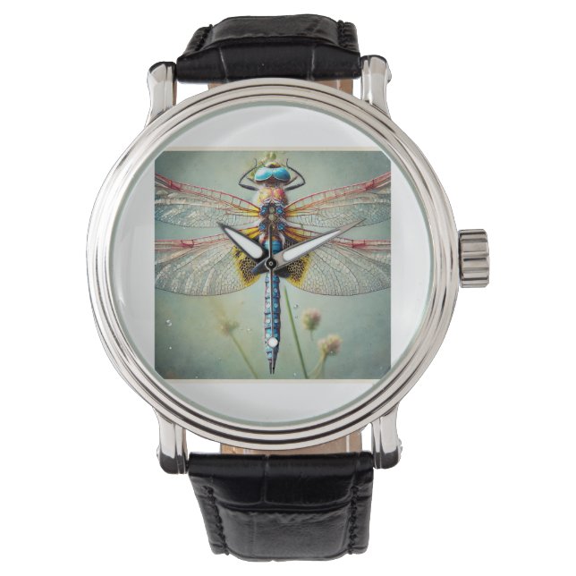 Dragonfly 260924IREF213 - Watercolor Armbanduhr (Vorderseite)