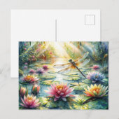 Dragonfly Above Pond Watercolor Postkarte (Vorne/Hinten)