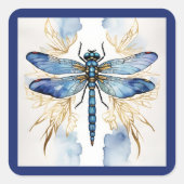 Dragonfly Alcohol Ink Quadratischer Aufkleber (Vorderseite)