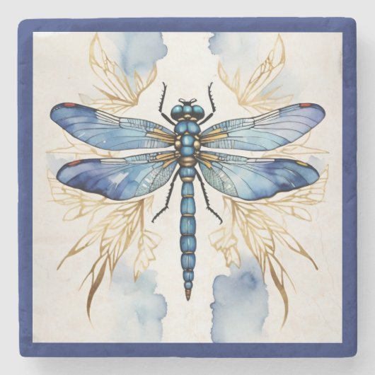 Dragonfly Alcohol Ink Steinuntersetzer (Vorderseite)