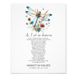 Dragonfly Als ich im Paradies sitze Gedicht signie Fotodruck