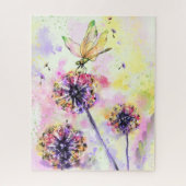 Dragonfly and Dandelions - Watercolor Painting  Puzzle (Vertikal)