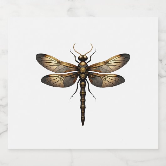 Dragonfly Animal Art Graphic Dragonfly (4) Schaumweinetikett (Einzelnes Label)