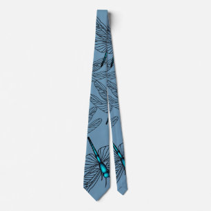 Dragonfly Aqua Blue Mens Neck Tie Krawatte