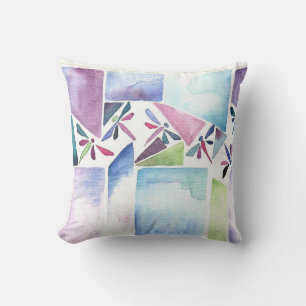 DRAGONFLY Aqua Green Abstrakt Water Color Kissen