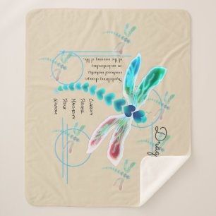 Dragonfly Aquamarin & Khaki Mittel Sherpa Blanke Sherpadecke