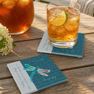 Dragonfly (Aquamarin) - Personalisierter Untersetz Glasuntersetzer