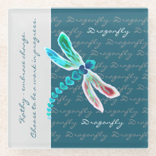 Dragonfly (Aquamarin) - Personalisierter Untersetz Glasuntersetzer