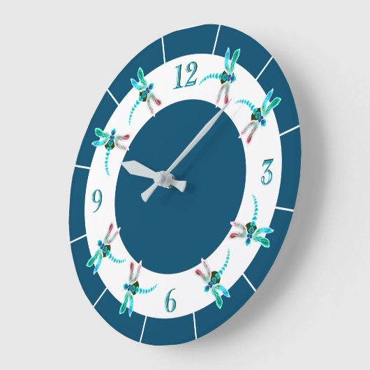 Dragonfly | Aquamarine Rundwanduhr Große Wanduhr (Winkel)
